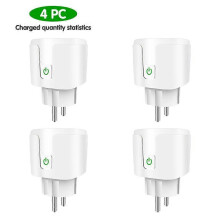 (4pcs) Tuya WiFi Smart Plug 16A/20A EU Smart Socket With Power Monitoring Timing Function Voice Control Via Alexa Google Home Yandex