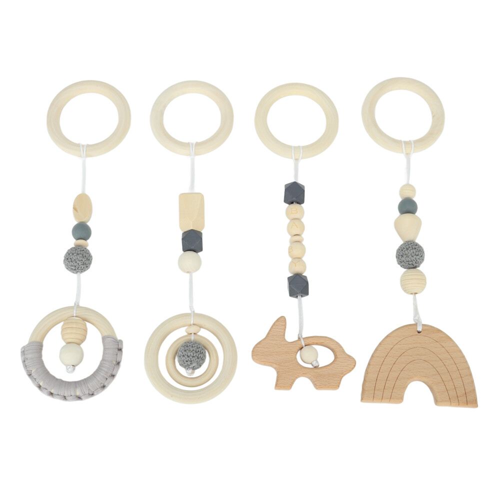 4pcs Stroller Pendant Toys Baby Play Gym Wooden