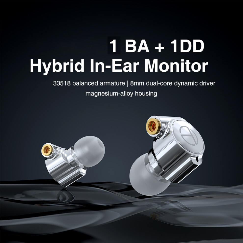 Trn Ta1 In Ear Earphone 1Ba+1Dd Dual Hybrid Driver Silver 8130196202062