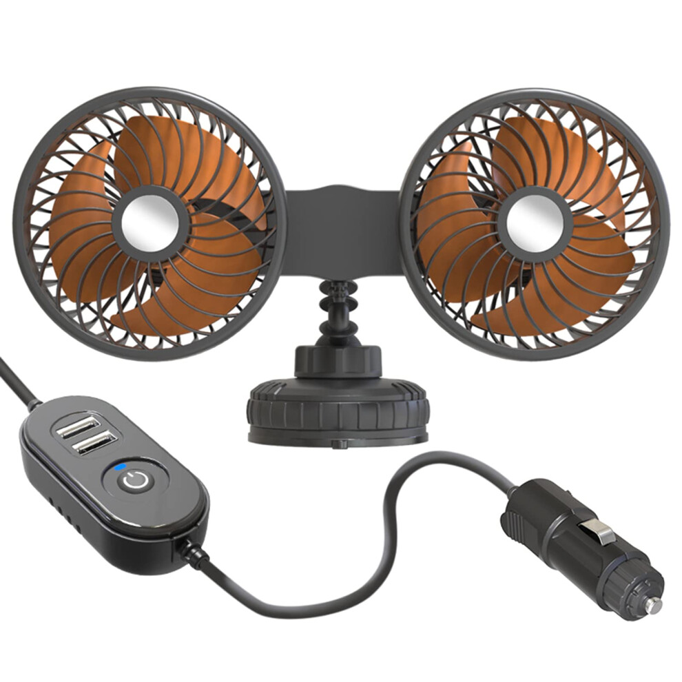 Auto Head Cooler Fan 3-Speed Adjustable Suction Cup Cooling Fan For Cars Office Usb Cigarette Lighter Plug 6038364931689