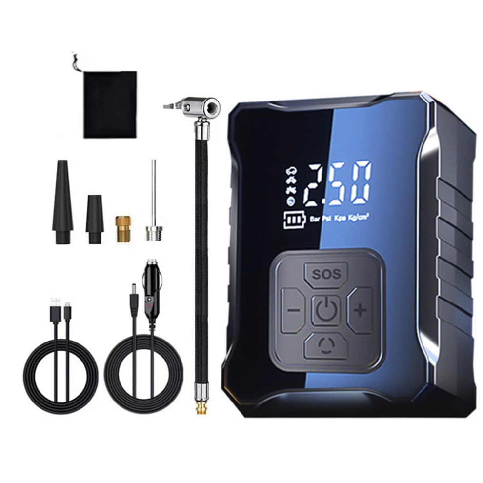 Electric Air Pump For Car, Cordless Tire Inflator With Auto Shut-Off, 4000Mah Battery, Led Rechargeable (Black) Light/Black 6038364931665
