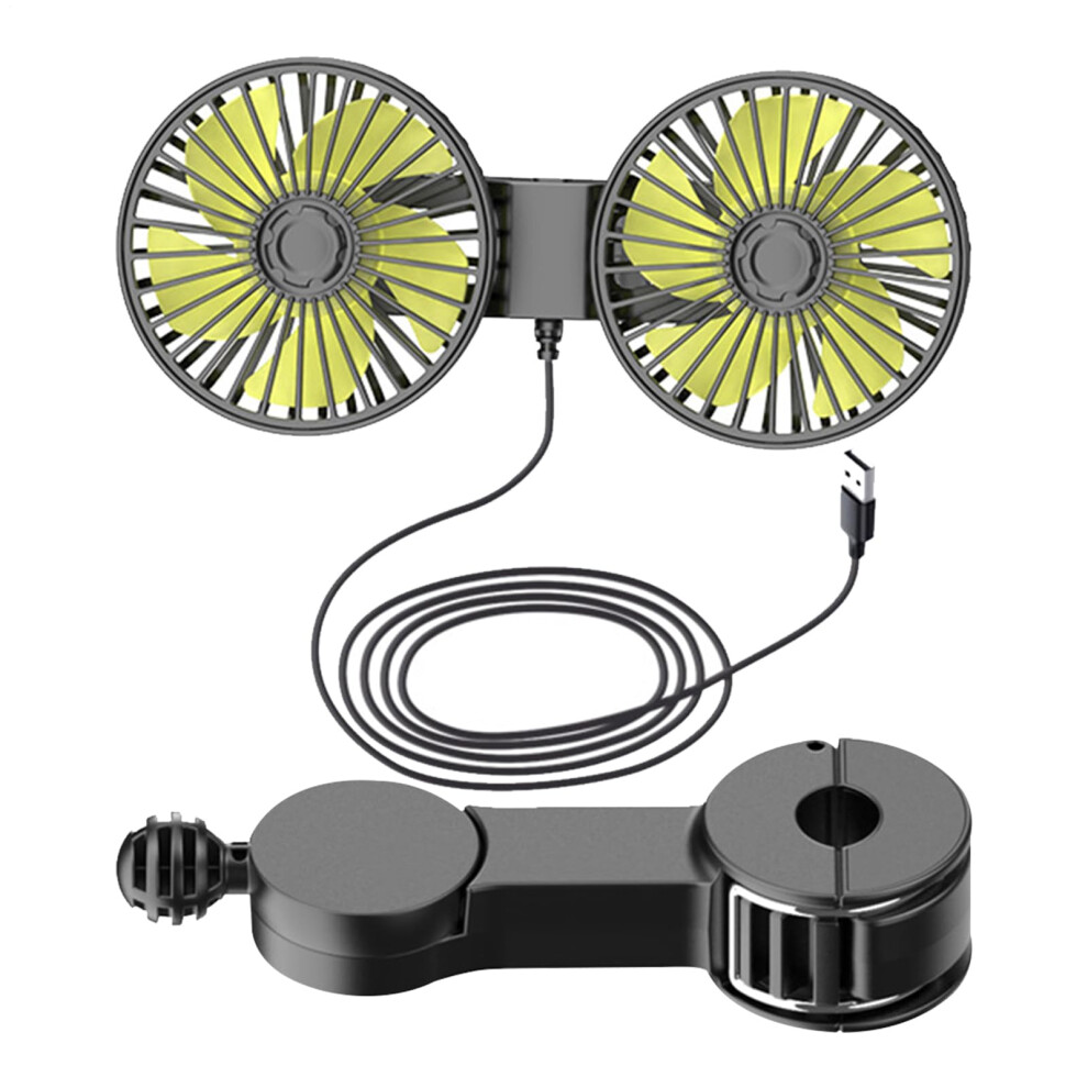 Electric Backseat Fan For Cars - Dual Head 360-Degree Rotating Air Cooler For Headrest Compatibility 6038364932129