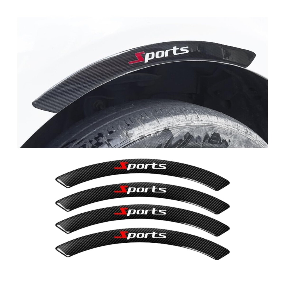 4 Pieces Mudguard Flares For Car Wheel Protection, Carbon Fiber Style Fender Trim Strip, Anti-Collision Eyebrow Design 6947110797472