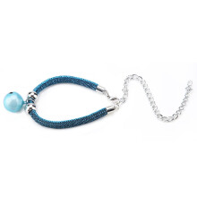Cute Japanese Style Nylon Cat Collar with Bell & Adjustable Extension Chain (Blue)