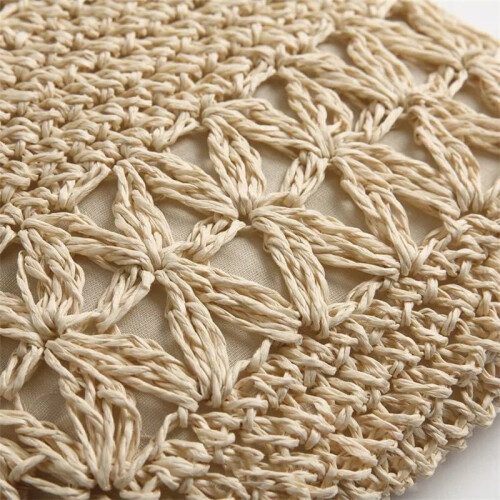 Straw Satchel Weave Bag Hand Knitting Square Shape 2