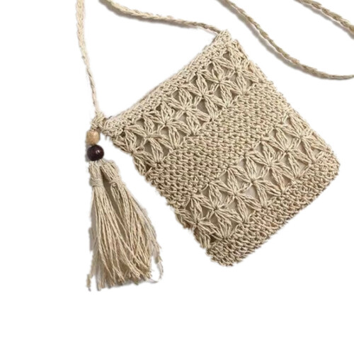 Straw Satchel Weave Bag Hand Knitting Square Shape 1