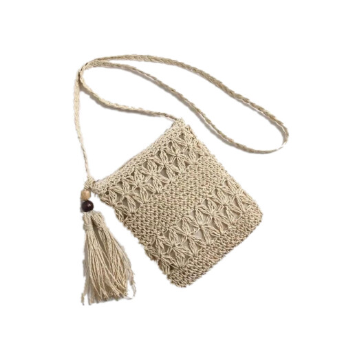 Straw Satchel Weave Bag Hand Knitting Square Shape