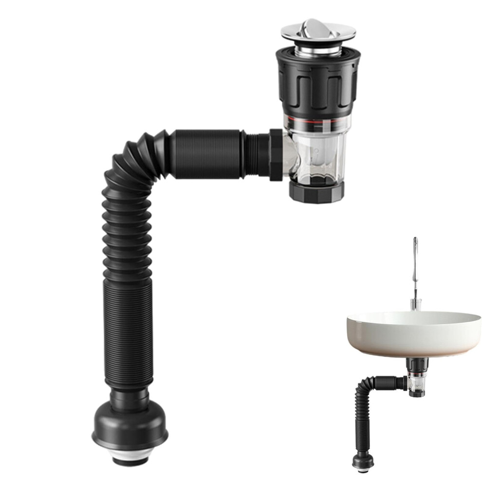 Flexible Drain Pipe, Odor-Resistant, Expandable, For Bathroom And Sink, Seamless Connection, Adjustable Black Toilet Drain Hose 6038364932617