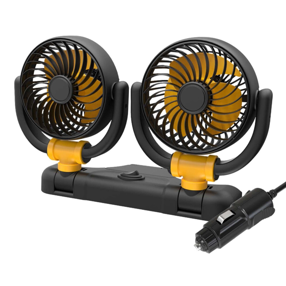 Car Air Blower 360 Degree Rotation Double Head Air Circulator 12V Compact Vehicle Accessory For Car Interior Use 6947110797946