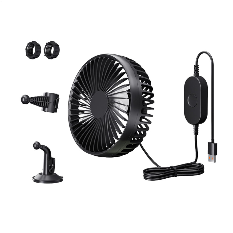 USB Car Fan | High-Performance Backseat Cooler | Powerful Rechargeable Air Circulator with Suction Cup | 3 Speeds, Black-image-OPC-PK7BGGS-NEW
