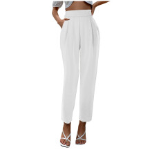 Women's Elegant High Waist Fabric Pants Black Oversized Suit Pants Plus Sizes Casual Pants with Pockets 3XL