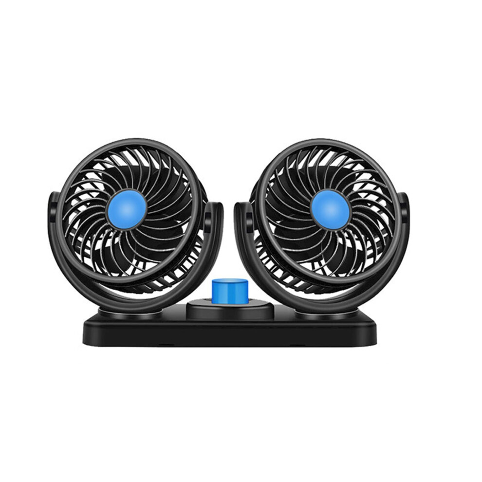 Auto Fan With Double Head, 360 Degree Rotatable, 2 Speed Settings, 12V Dc, High Power, Quiet Car Cigarette Lighter For S-Van Vehicles 6038364936462