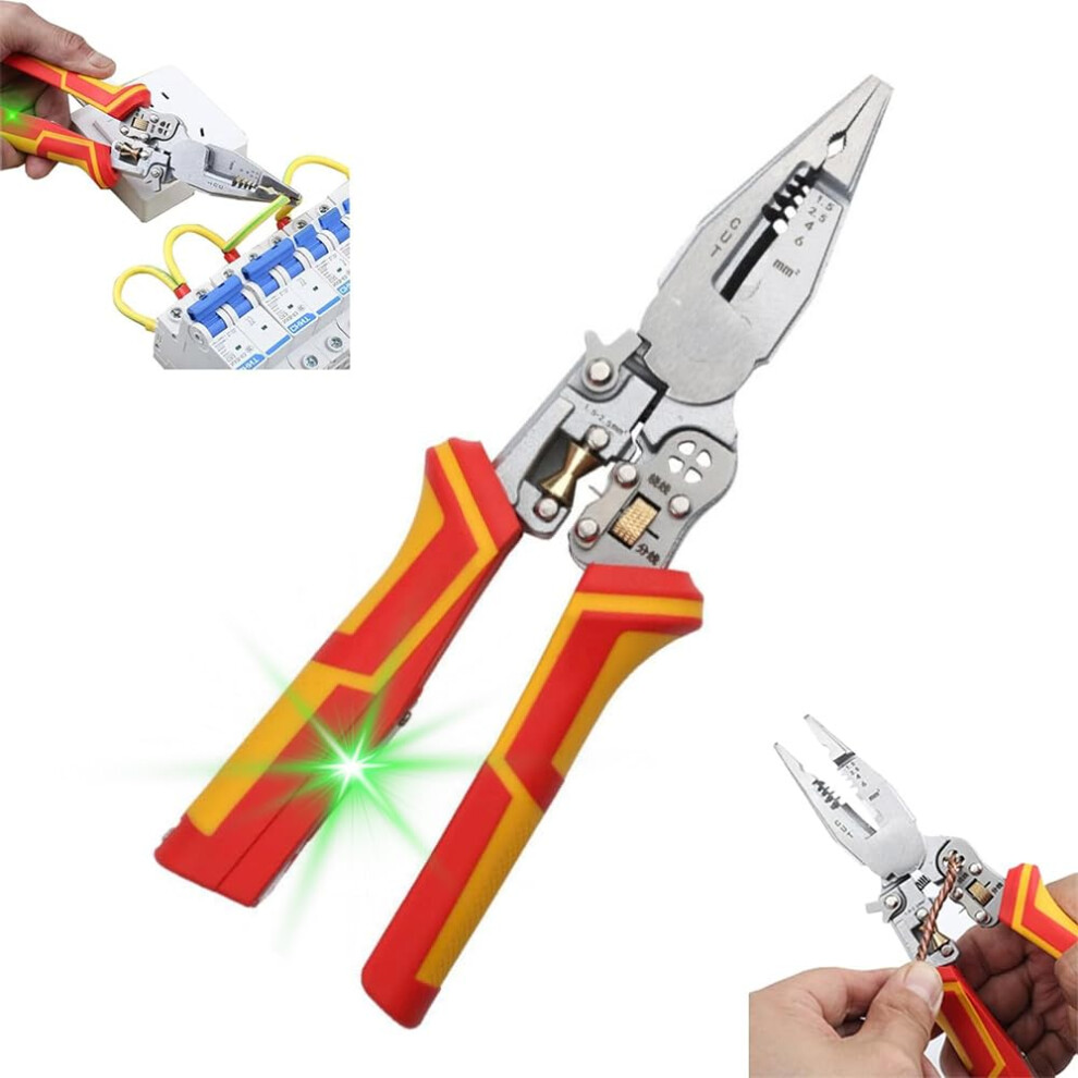 Wire Stripper With Current Measuring Function, 9 In 1 Multifunctional Pliers For Electricians, Voltage Tester And Cable Scissors 6038364936653