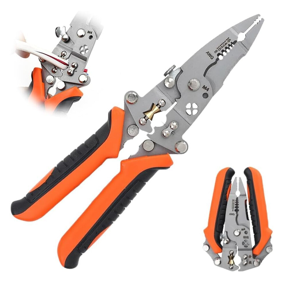 9 In 1 Wire Stripper With Current Measurement, 21Cm Electrician Pliers, Orange 6947110803470