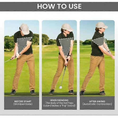 (Black) Golf Swing Practice Stick Golf Swing Trainer Retractable Practice Beginner Alignment Gesture Correct Wrist Golf Training Aids 2