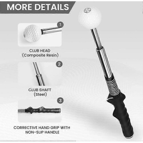 (Black) Golf Swing Practice Stick Golf Swing Trainer Retractable Practice Beginner Alignment Gesture Correct Wrist Golf Training Aids 1