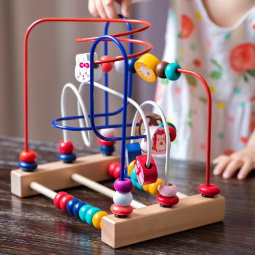 Wooden Bead Maze Roller Coaster Educational Circle 1