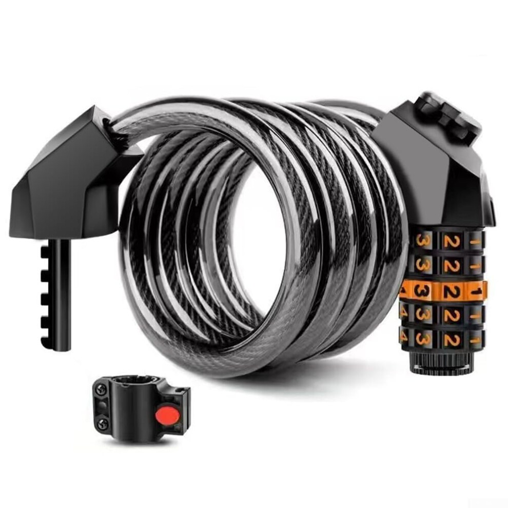Combination Bike Lock with Waterproof Design and Durable Steel Cable, 1.2m Length, Black and Orange Color-image-OPC-PK7BW67-NEW