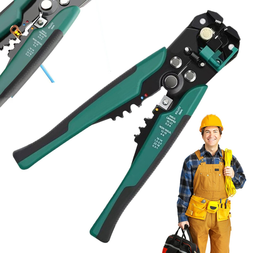 Wire Crimping Tool, Automatic Wire Stripper | Multifunctional Wire Stripper, Adjustable Carbon Steel Wire Cutter For Crimping 6947110804996