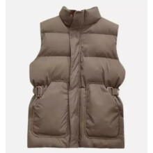 (Brown, 4XL = UK 20-22) Womens Winter Zip Up Vest Jacket Body Lady Gilet Waistcoat Warmer Padded Quilted
