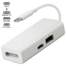 (White) USB-C 3-in-1 MagSafe Adapter Type C To MagSafe 1/2 Converter For Notebooks