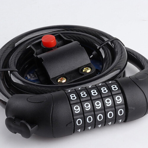 Durable Steel Cable Lock for Bicycles, Combination Lock with Code Security, Theft Protection, 1.8m Length 1