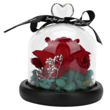 "Beautiful Elegant Artificial Rose Plastic Flower with Wood Base Valentine's Day Gift Home Decor" s