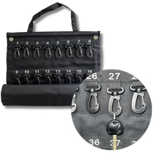 Versatile Roll-Up Key Storage Box, Weatherproof Portable Storage Box, Holds 40 Keys, Security Hook  x 2