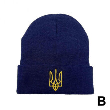 (Blue)Ukrainian Woolen Knit Hat Autumn and Winter Warm Hat