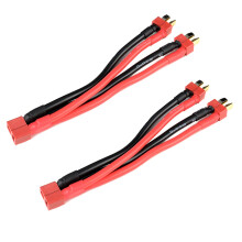 T-Plug Parallel Plug Adapter Y Splitter 1 Female to 2 Male 14AWG Silicone Cable 10cm Pack of 2