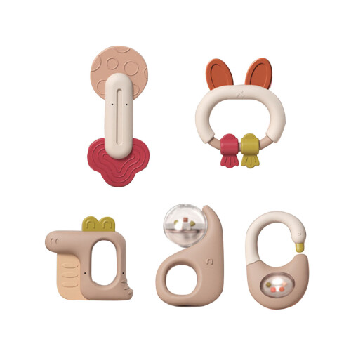 Baby Rattle Teether Set Soft Plastic Chewable 1