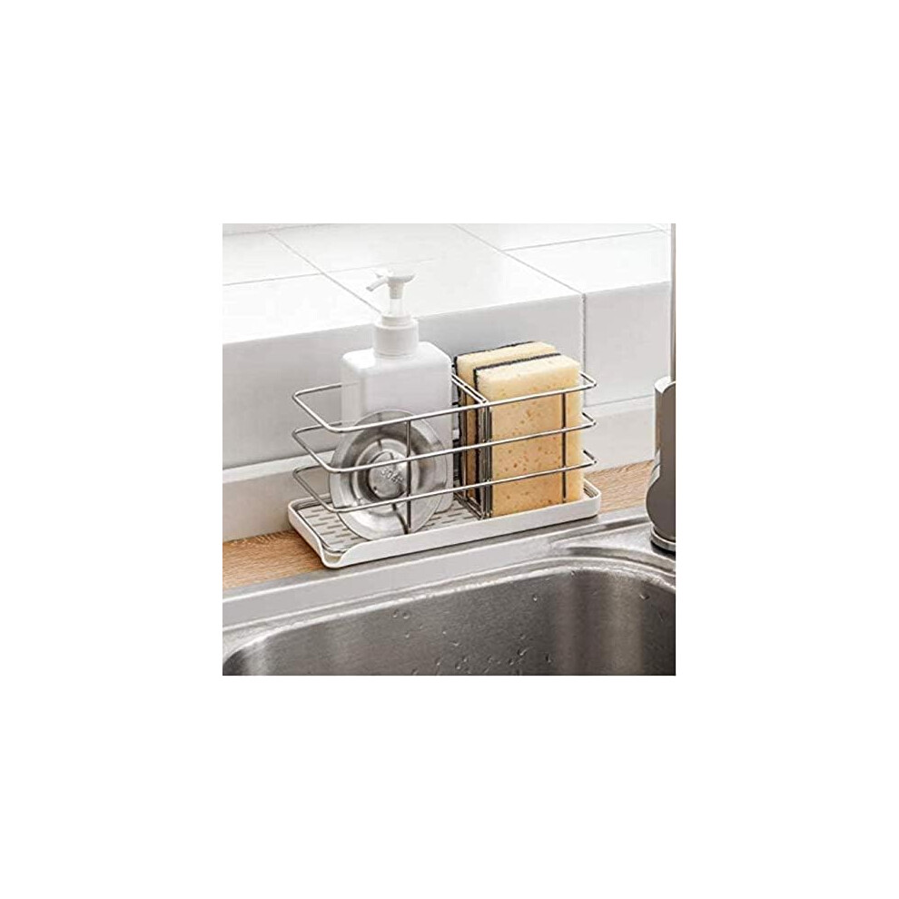 304 Stainless Steel Sponge Holder Multifunctional Kitchen Sink Organizer Drip Tray Soap Dish Adjustable Hanging Plate Adhesive Hook 9379361030454