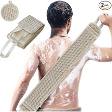 Exfoliating Back Cleansing Brush and Exfoliating Sponge Pad Set, Scrubber Deep Cleans and Relaxes Your Body (40.5" Long 5.5" Wide)