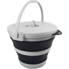 10 L (2.68 Gallon) Collapsible Fishing Bucket with Locking Lid - Foldable Round Tube - Portable Plastic Water Pail