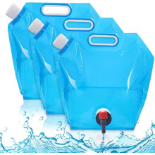 Unzipp Pack of 3 Foldable Water Containers 10 L with Tight Lid, Tap, Folding Canister  for Camping, Hiking, Emergency (10 L)