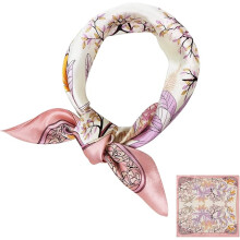 100% Natural Mulberry Silk Scarf, 53 x 53 cm Silk Scarf Graphic Print Small Soft Square Silk Scarf for Women
