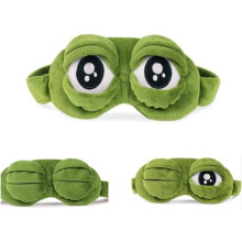 Eye Mask Sleeping, Fluff Face Sleeping Funny Novelty Cartoon Frog Eye Cover Eyeshade Sleep Travel Mask (Green)