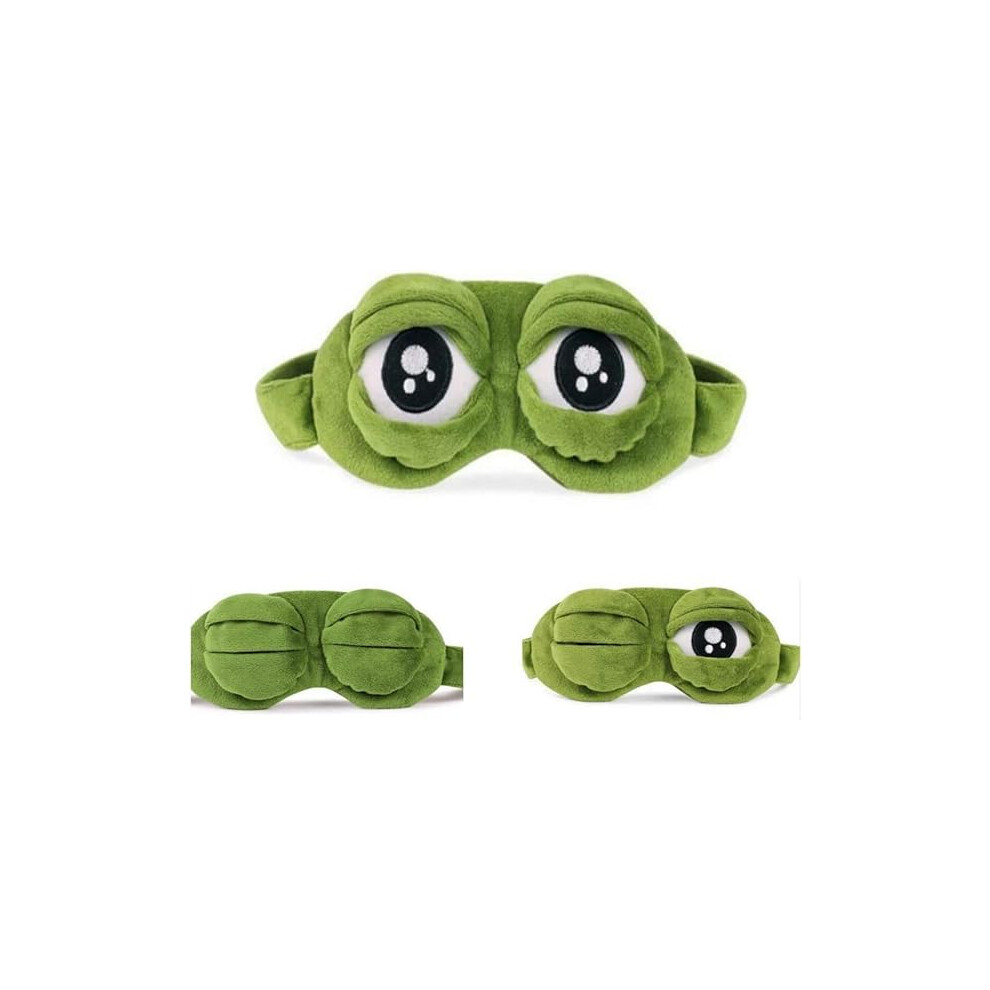 Limbo Green Eye Mask Sleeping, Fluff Face Sleeping Funny Novelty Cartoon Frog Eye Cover Eyeshade Sleep Travel Mask (Green)