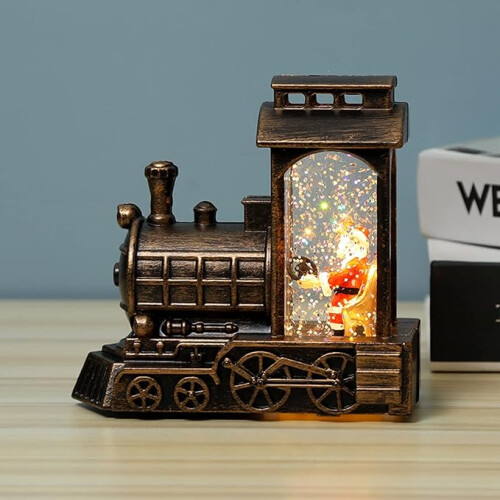 Christmas Snow Globe Lantern Train, for Christmas Decoration, Metallic 2