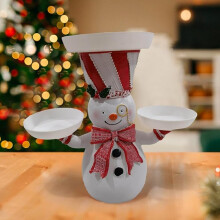 New Halloween Decorations, Christmas Snowman Tray Snack Rack Resin Decorative, Christmas Ornaments Gifts (Snowman)