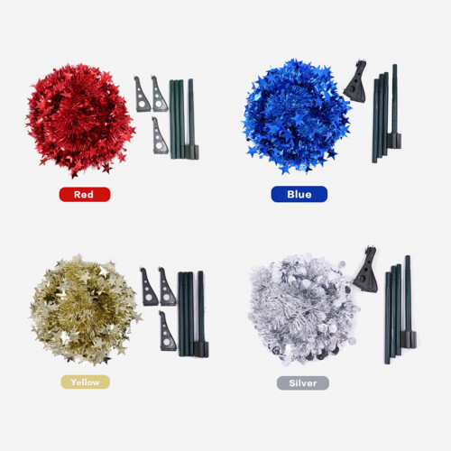 Christmas Tinsel Tree with Stars Colorful Sequins Foldable Artificial DIY White 1.2m（gold） 1