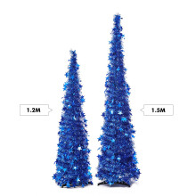 Christmas Tinsel Tree with Stars Colorful Sequins Foldable Artificial DIY White 1.2m(blue)