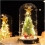Lighted Christmas Snow Globe Lantern, Cedar Window Decorations LED Glass Cover Ornaments 1