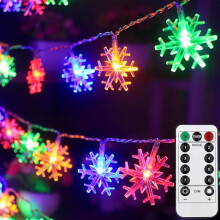 Snowflake Christmas Tree Lights for Christmas Decoration 33ft 80 LED Snowflake Light String Battery Operated Fairy Lights