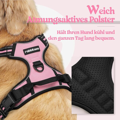 Dog Harness for Medium Dogs, Anti-Pull Dog Harness with Control, No-Pull, Adjustable Harness Pink, XL 2