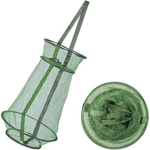 Pack of 2 Keepnet Fish Trap Foldable Bait 33 cm Trap Fishing Net for Catching All Fish Types, Crayfish, Crayfish (Green)