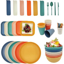 67-Piece Camping Crockery Set, for 6 People, BPA-Free, Outdoor Crockery Set in 6 Colours, Suitable for Family Dinners, Picnics and Camping