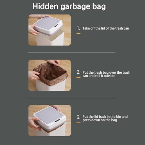 Intelligent Induction Garbage Bin 13L Smart Sensor Trash Can  Kitchen Bedroom Bathroom Blue Battery Style 2