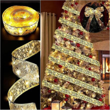 Christmas Tree Lights, 19ft/6m 61 LED Christmas Tree Ribbon Waterproof Fairy Lights Christmas Decorations Curtain Lights Hanging Fairy Lights