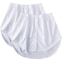 (L, White) 2 Pack Women's Shirt Extensions, Mini Skirt, Blouse Skirt, Petticoat Extender Fake Top Hem Shirt Mini Underskirt